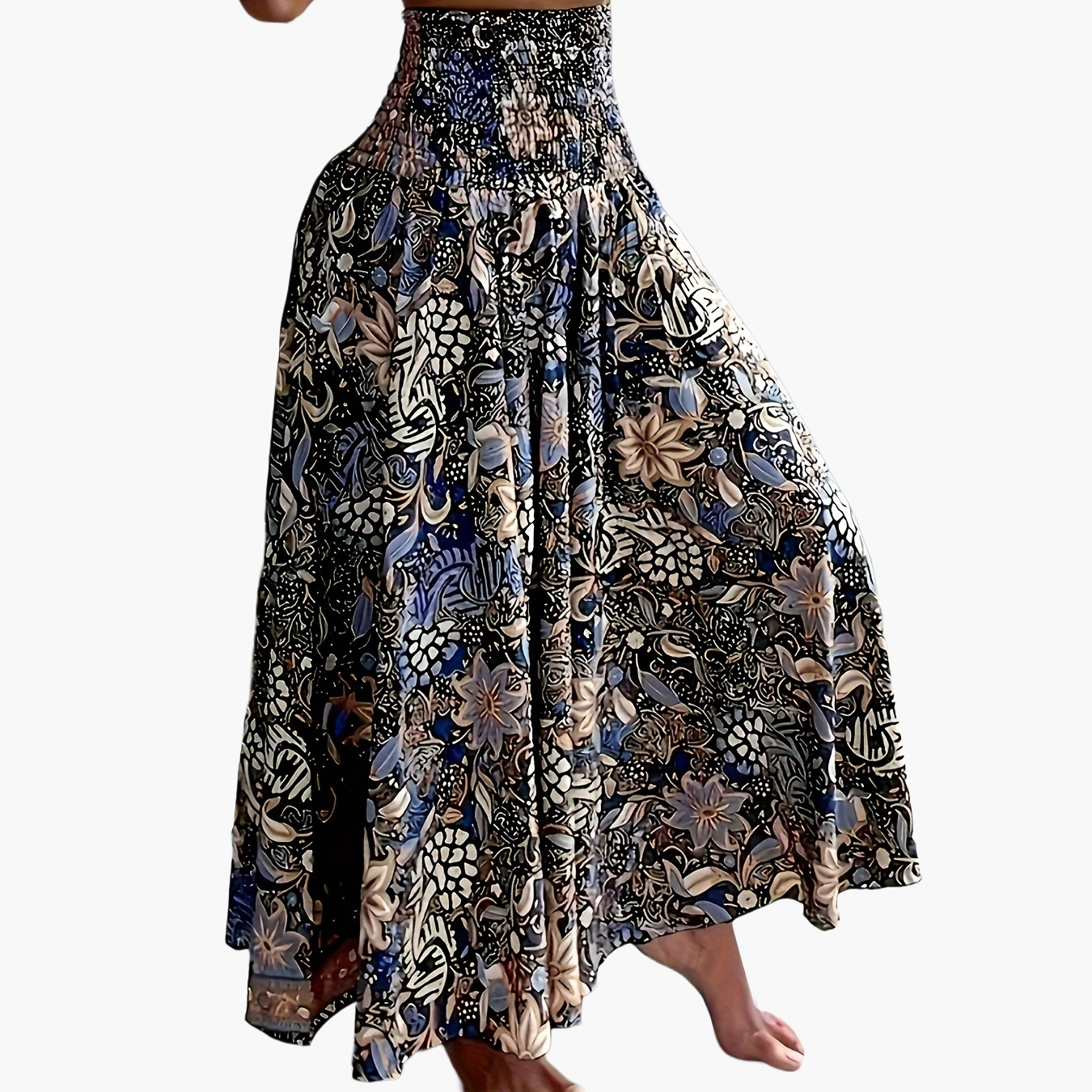 Damen Maxirock mit tropischem Print – Eleganter Boho-Stil für Sommer und Urlaub