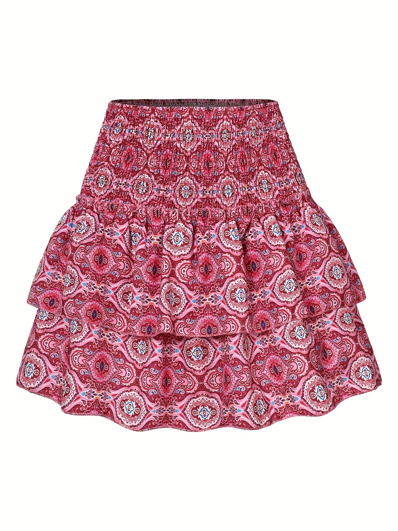 Damen Sommer Minirock mit Rüschen, Boho Style, für Freizeit und Urlaub