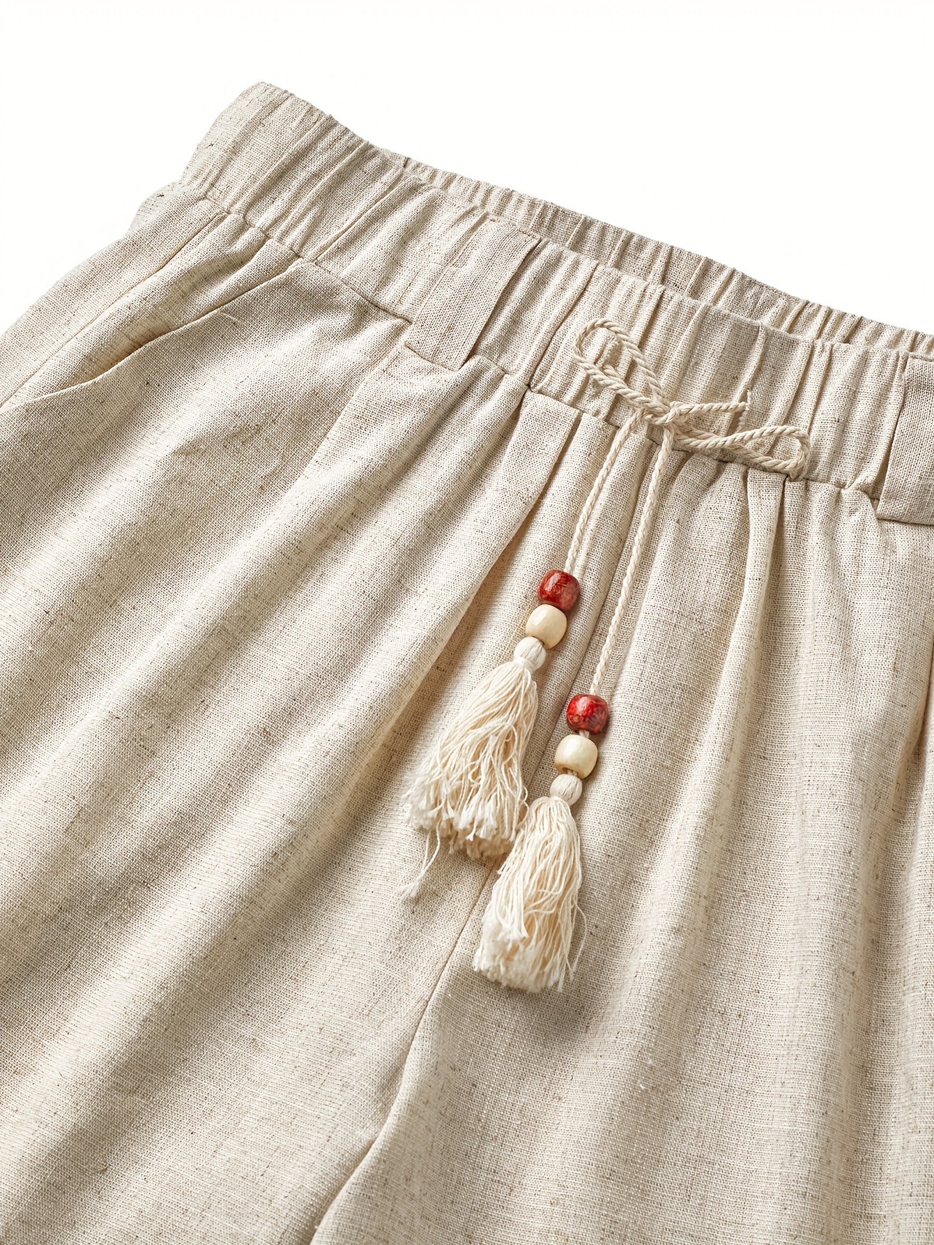Herren Boho Freizeithose mit Kordelzug und Quasten – Lässige Shorts für Urlaub und Alltag