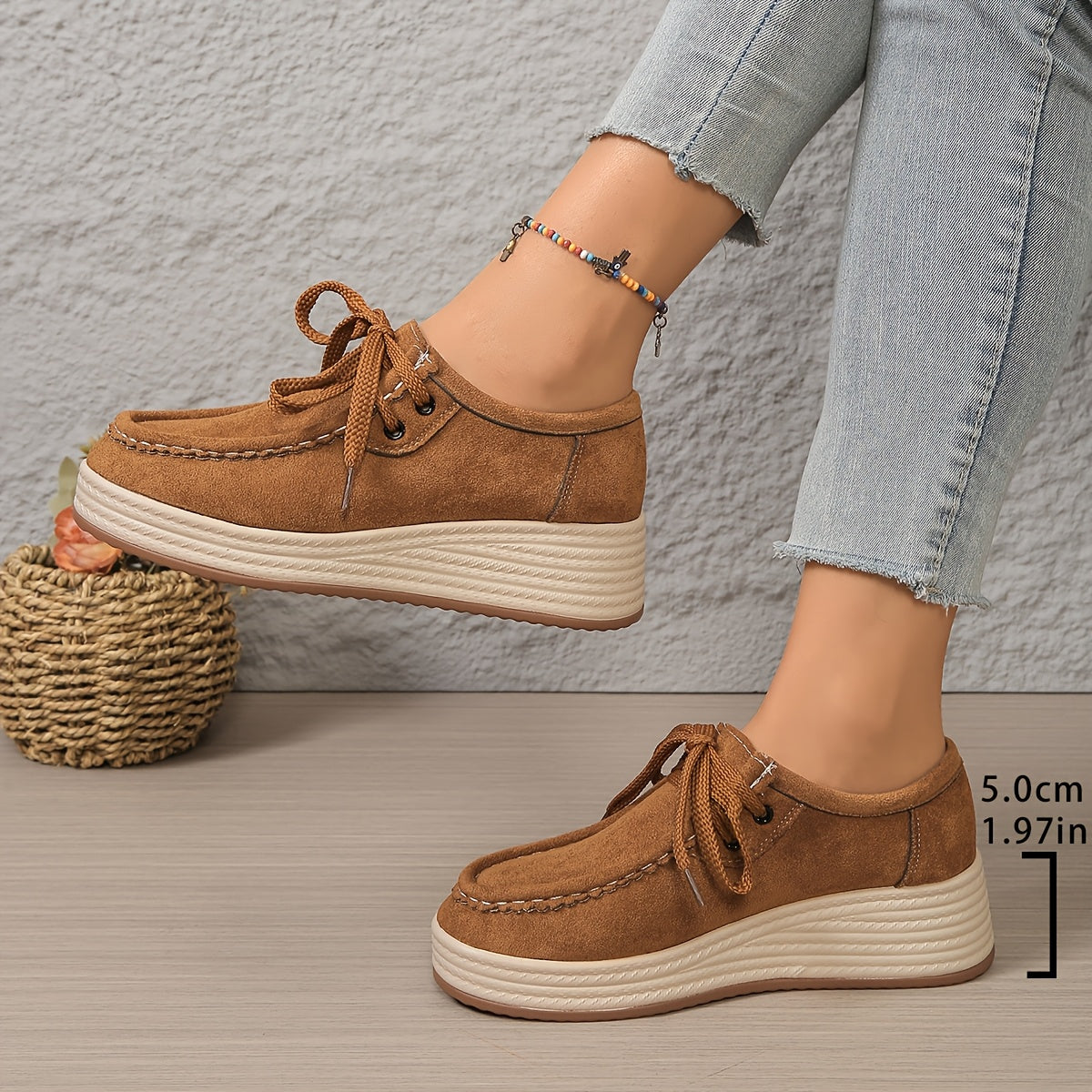 Damen Plateau-Sneaker im Casual-Look – Komfortable Freizeitschuhe mit Schnürung