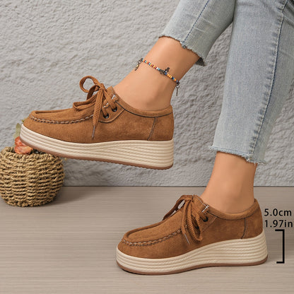 Damen Plateau-Sneaker im Casual-Look – Komfortable Freizeitschuhe mit Schnürung