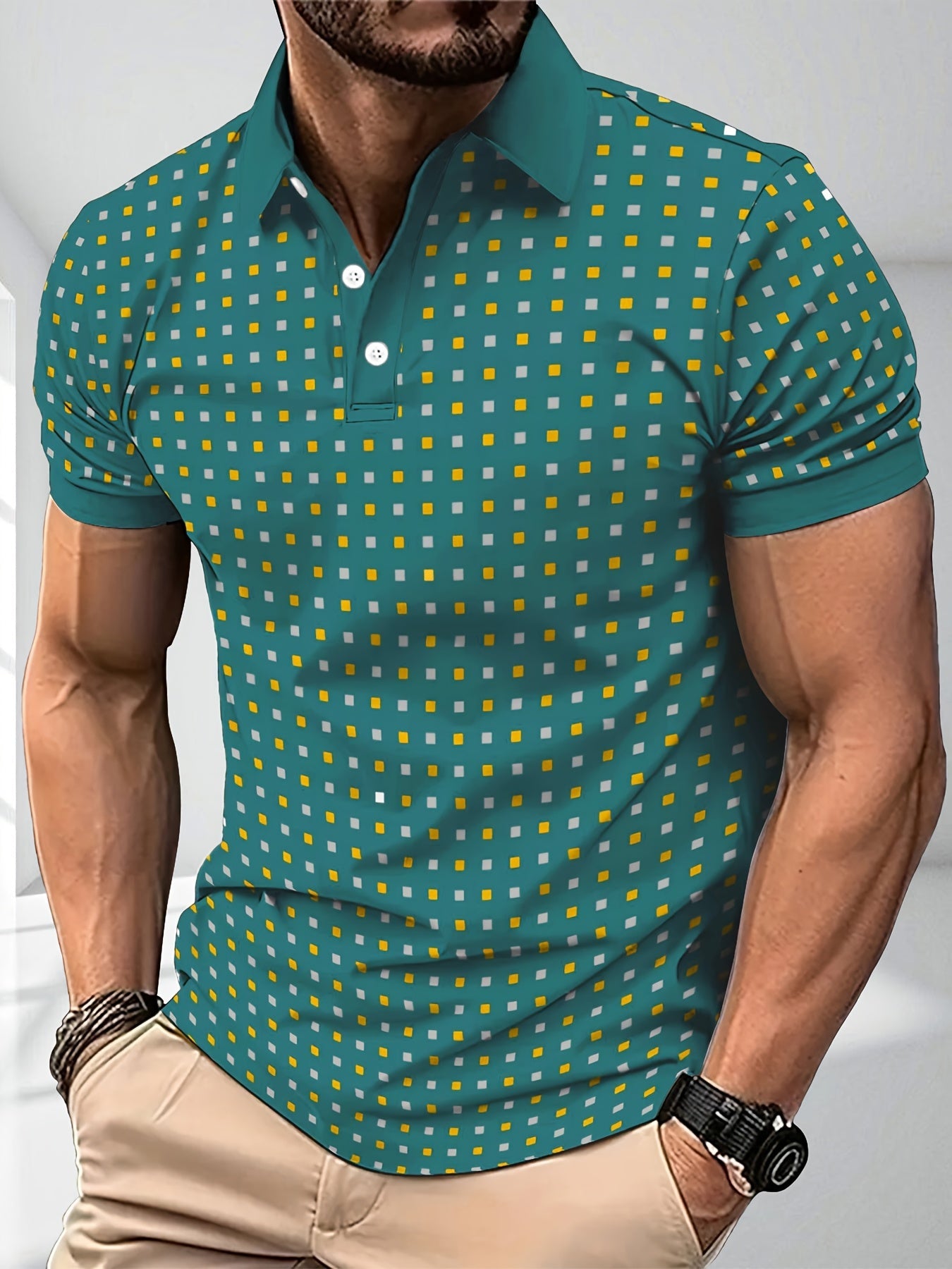 Herren Polohemd mit modernem geometrischem Muster – Stilvolles Freizeitshirt für Alltag und besondere Anlässe