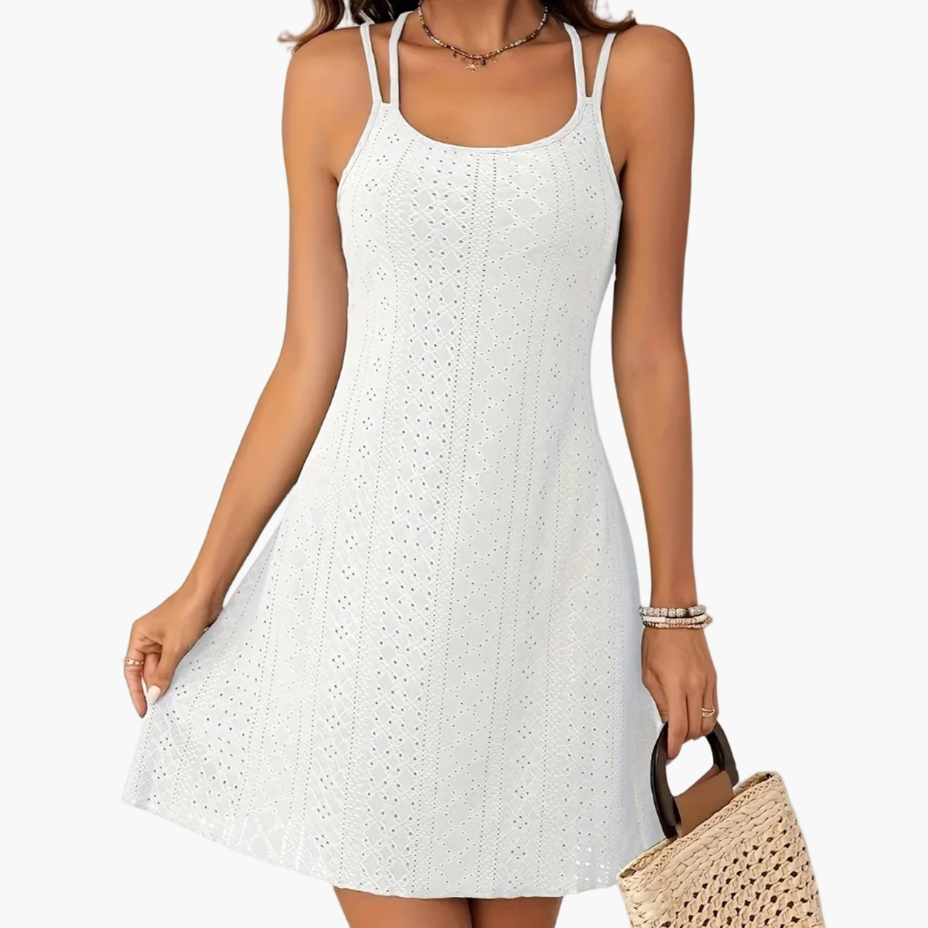 Damen Sommer A-Linienkleid mit Doppelträgern – Elegantes Freizeitkleid für Alltag & Urlaub