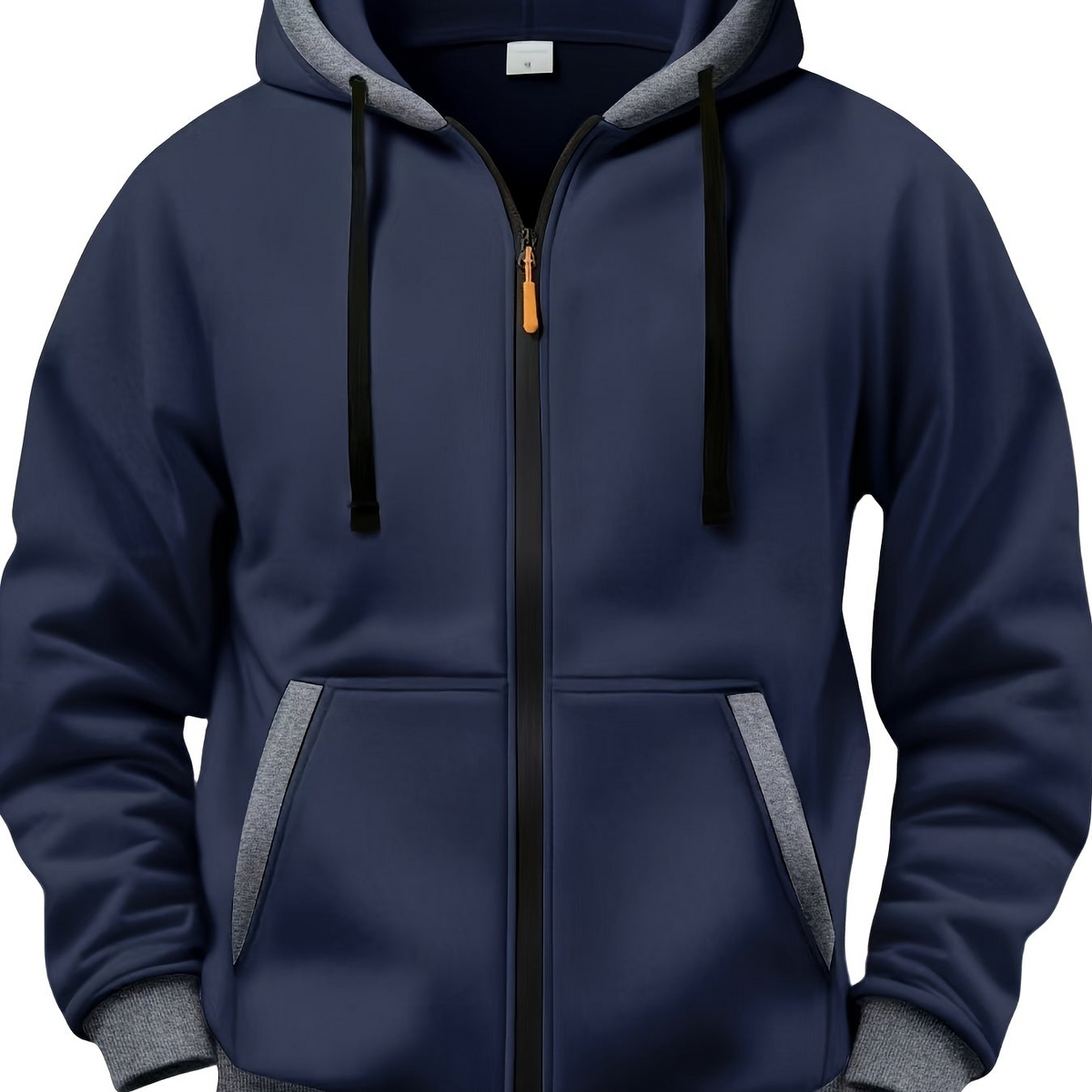 Unisex Kapuzenjacke mit Reißverschluss, kontrastierender Kapuze und Bündchen, seitliche Taschen