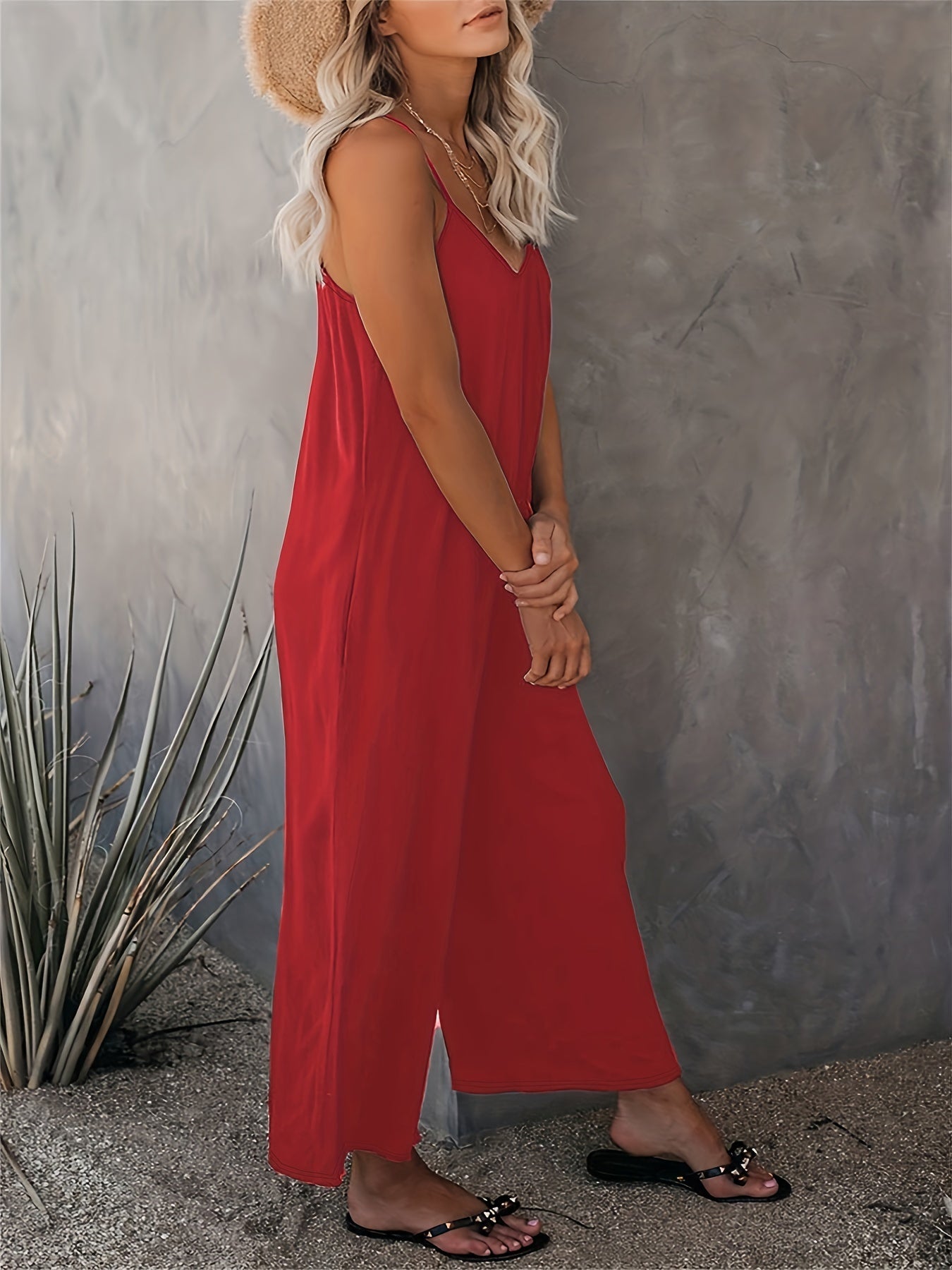 Damen Jumpsuit mit Spaghettiträgern – Lässiger Einteiler für Alltag und Urlaub