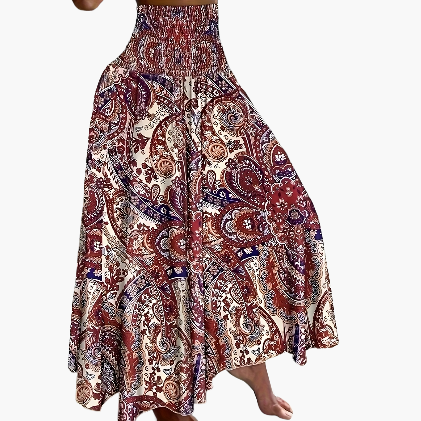 Damen Maxirock mit tropischem Print – Eleganter Boho-Stil für Sommer und Urlaub