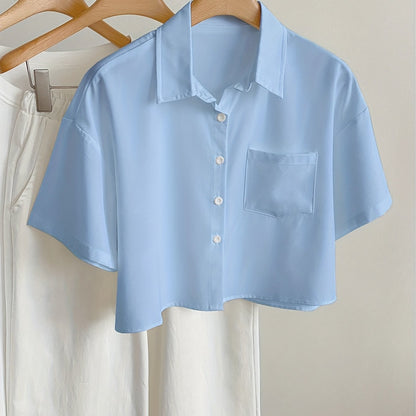 Damen Kurzarm Bluse im modernen Cropped-Look – Lässig & vielseitig kombinierbar