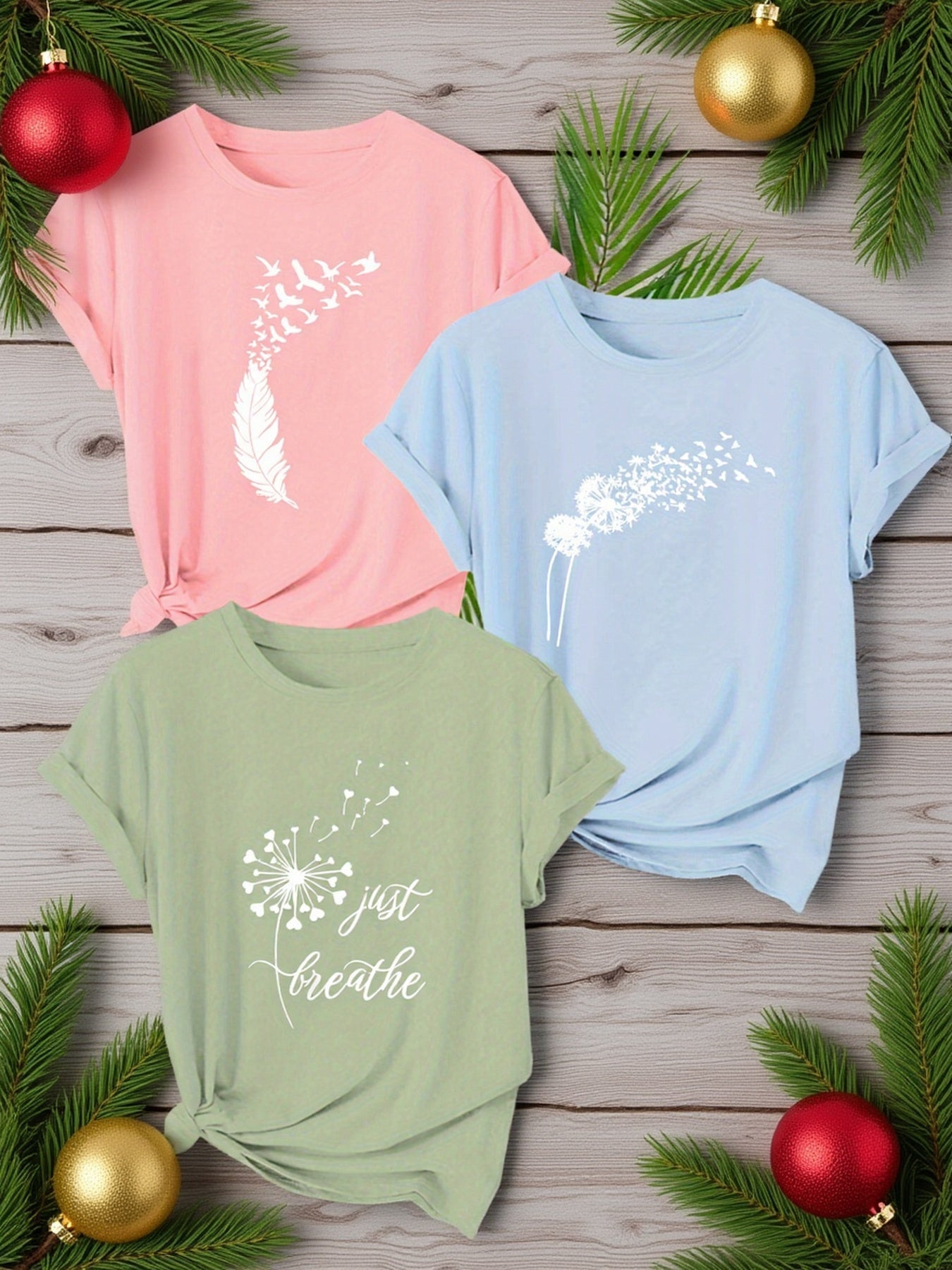 Damen Grafik T-Shirt mit Naturmotiven und inspirierendem Aufdruck – Freizeitmode, künstlerischer Stil, entspannter Look