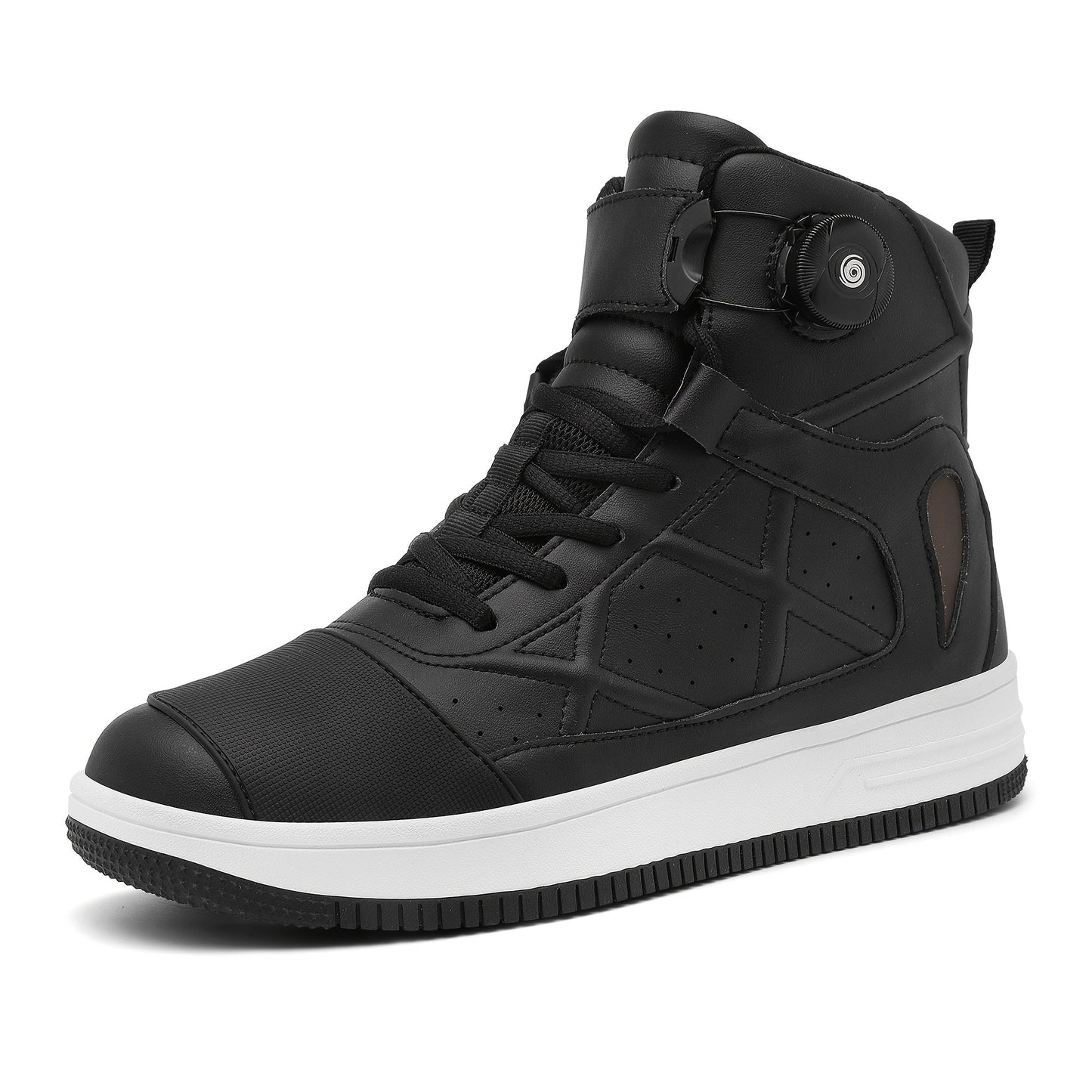 Hoher Sneaker für Herren, Schwarz mit Schnürsenkeln & Drehverschluss