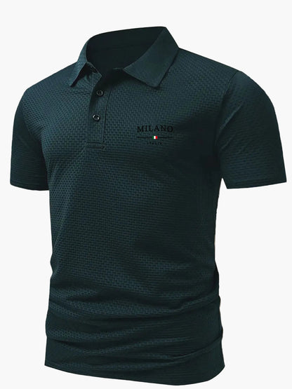 Herren Polo Shirt Casual Stil – Geometrisches Muster, Sommer Freizeit Poloshirt mit Knopfleiste