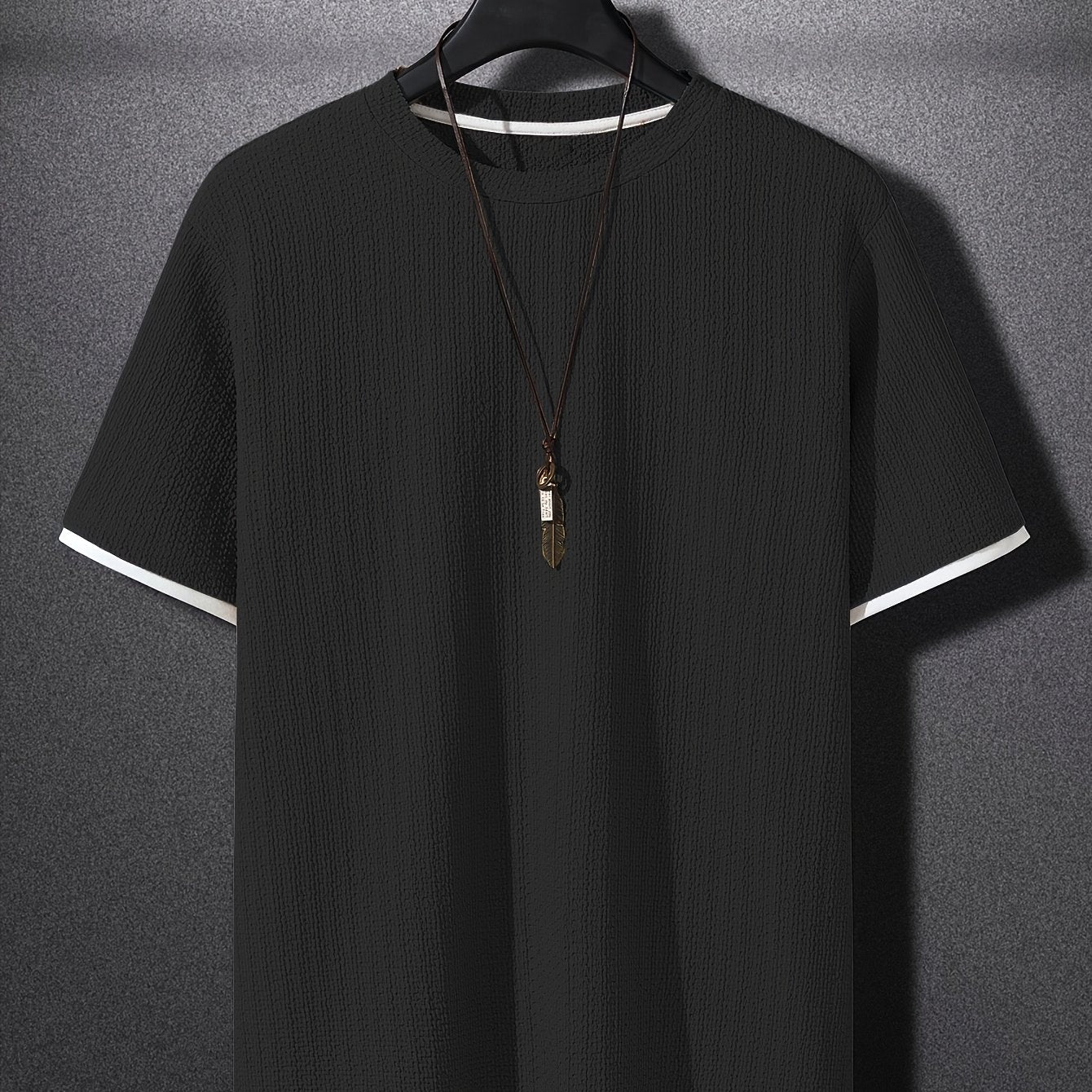 Herren T-Shirt mit Struktur, Modernes Kurzarm Basic, Freizeit & Urban Style