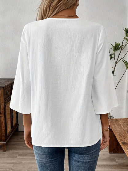 Damen Boho-Bluse mit Spitze und Stickerei – Elegante Freizeitmode für jeden Tag