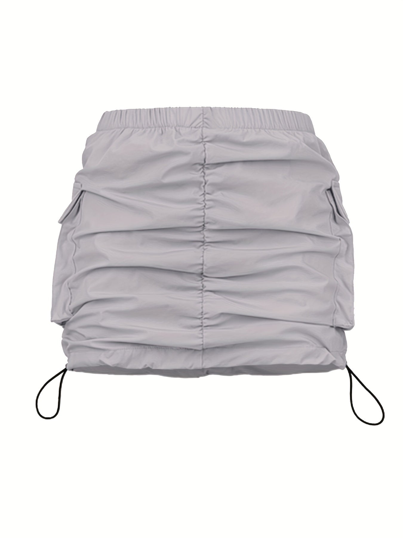 Damen Utility Minirock mit Raffung und Kordelzug – Streetstyle Cargo Skirt