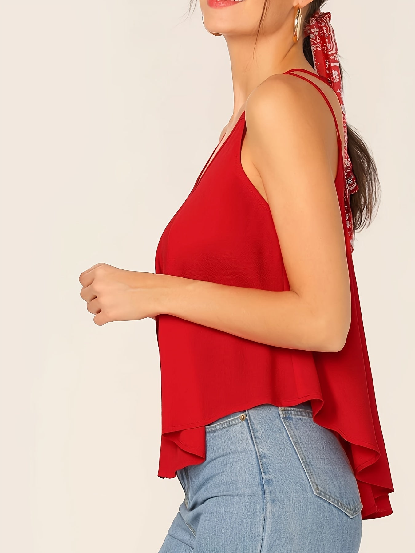 Damen Spaghettiträger Top mit lockerem Schnitt und modernem Design