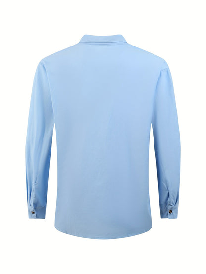 Herren Stehkragen Hemd Modern Vintage Stil Freizeit Business