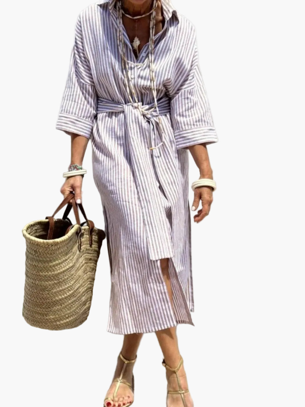 Damen Hemdblusenkleid mit Streifen – Zeitlose Eleganz für Alltag & Freizeit