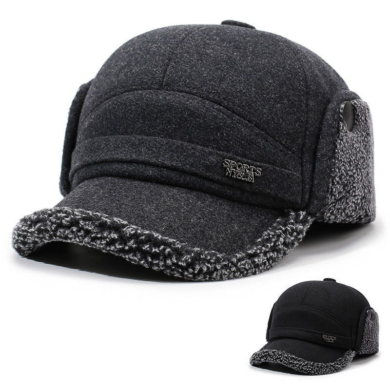Wintermütze Herren mit Ohrenklappen Baseball Kappe Warm Weiches Futter
