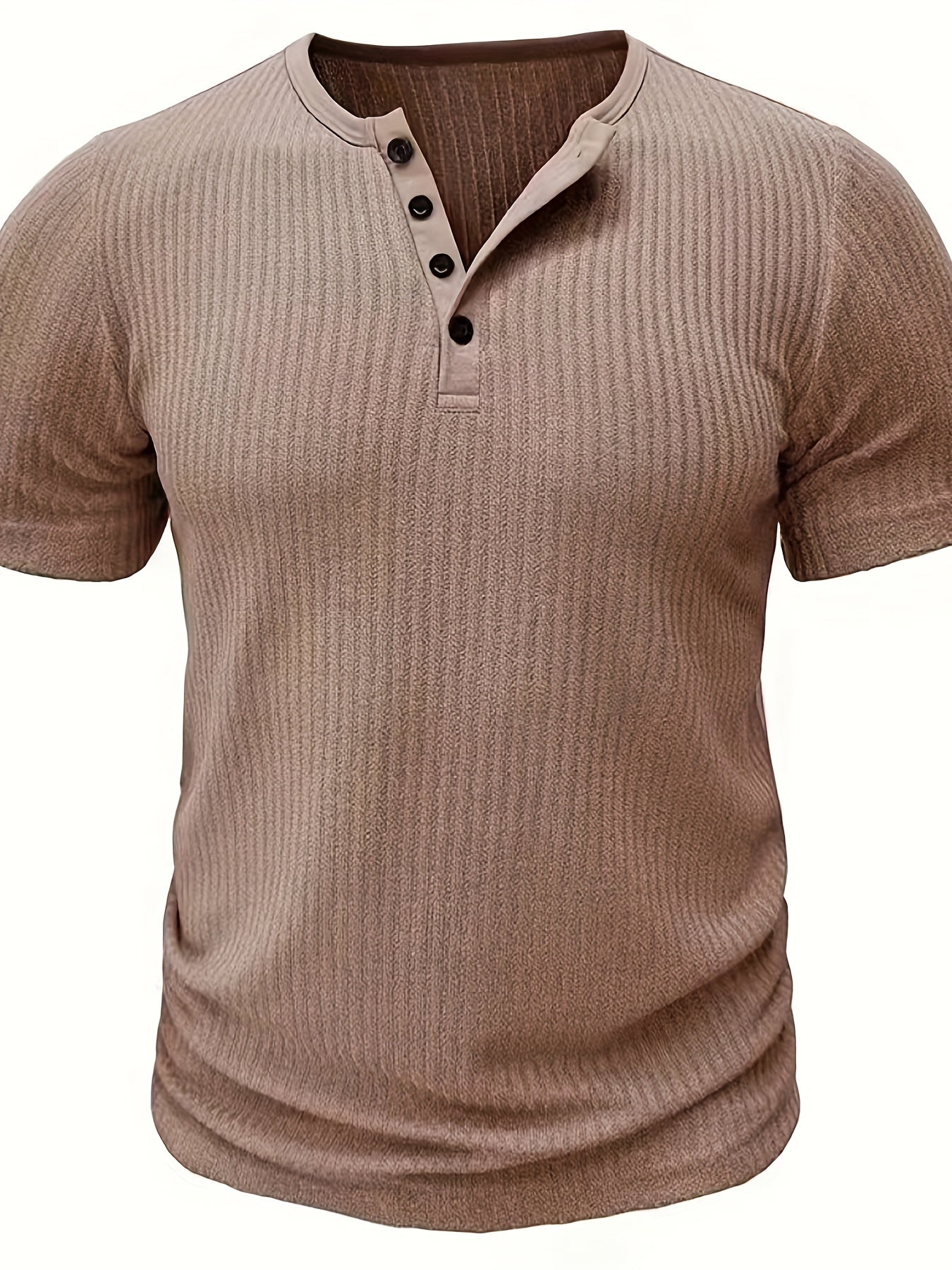 Herren Henley T-Shirt Kurzarm – Geripptes Freizeitshirt mit Knopfleiste für Alltag und Freizeit