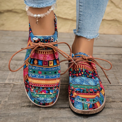 Damen Vintage Freizeitschuhe im Boho-Stil – Bequeme bunte Mokassins für Alltag und Reisen