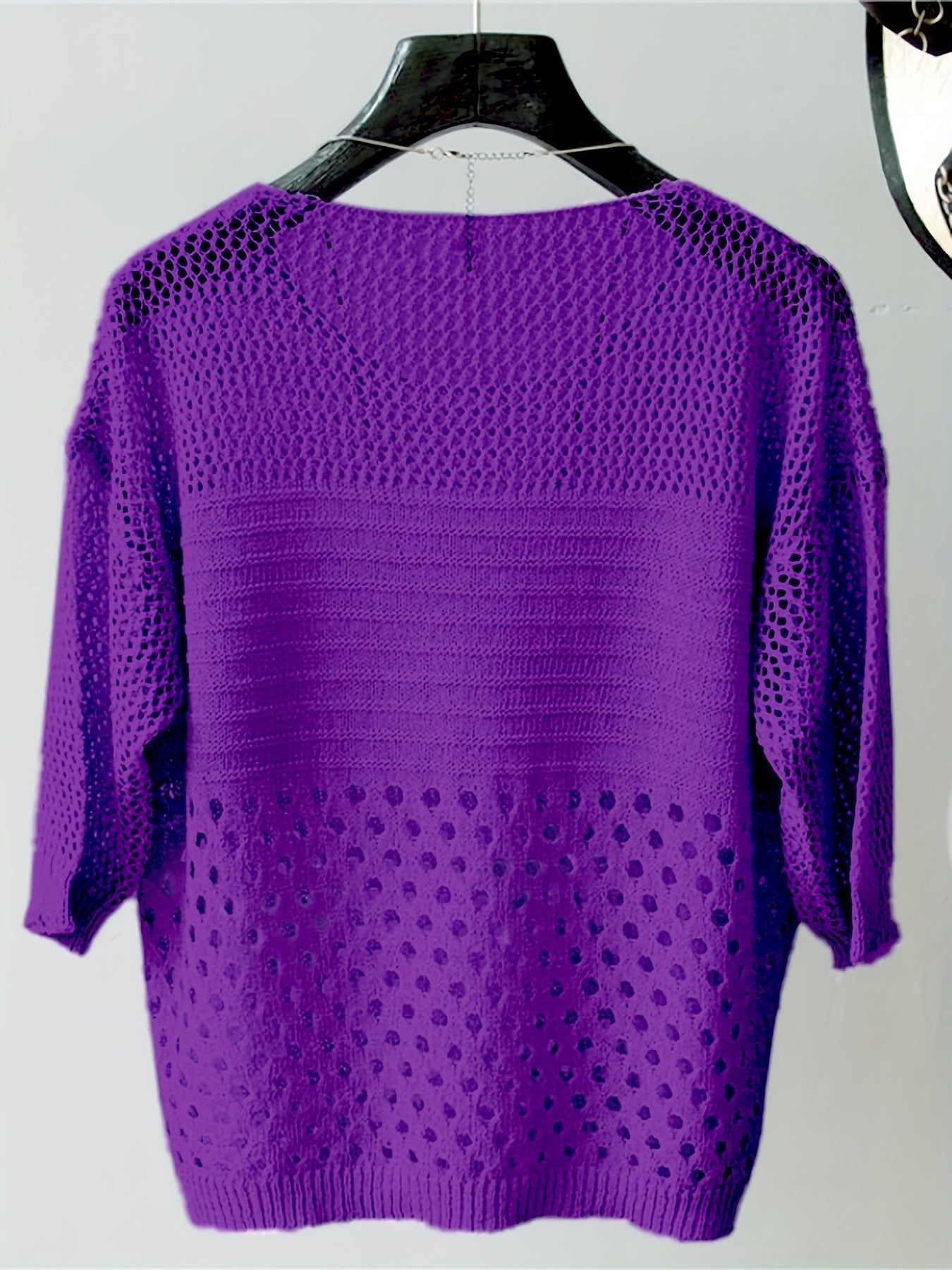 Damen Locker Geschnittenes Strickshirt mit Häkeldesign und Modernem Look