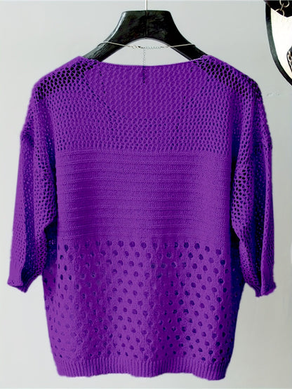Damen Locker Geschnittenes Strickshirt mit Häkeldesign und Modernem Look