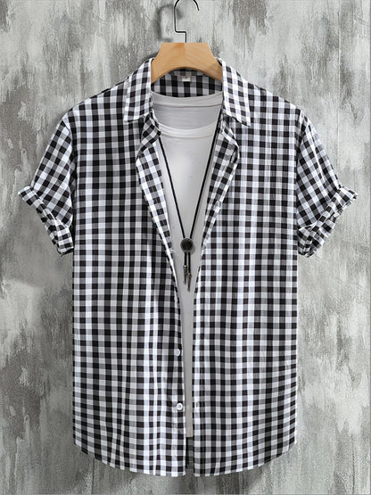 Herren Kurzarm-Hemd Kariert – Modisches Freizeit- und Business-Outfit