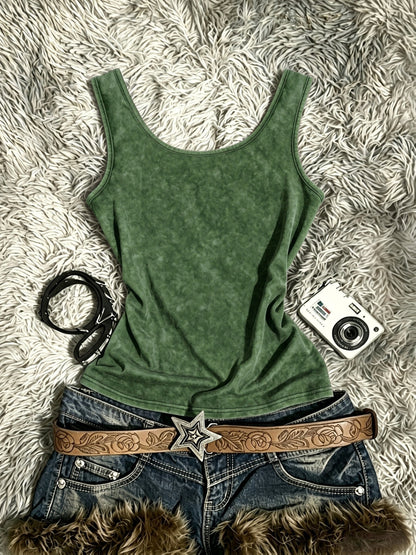 Damen Festival Tanktop im Retro-Stil mit Spiral-Print – Vintage Look für Freizeit & Streetstyle