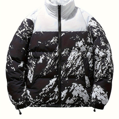 Steppjacke Unisex Pufferjacke Winterjacke mit Muster und Stehkragen