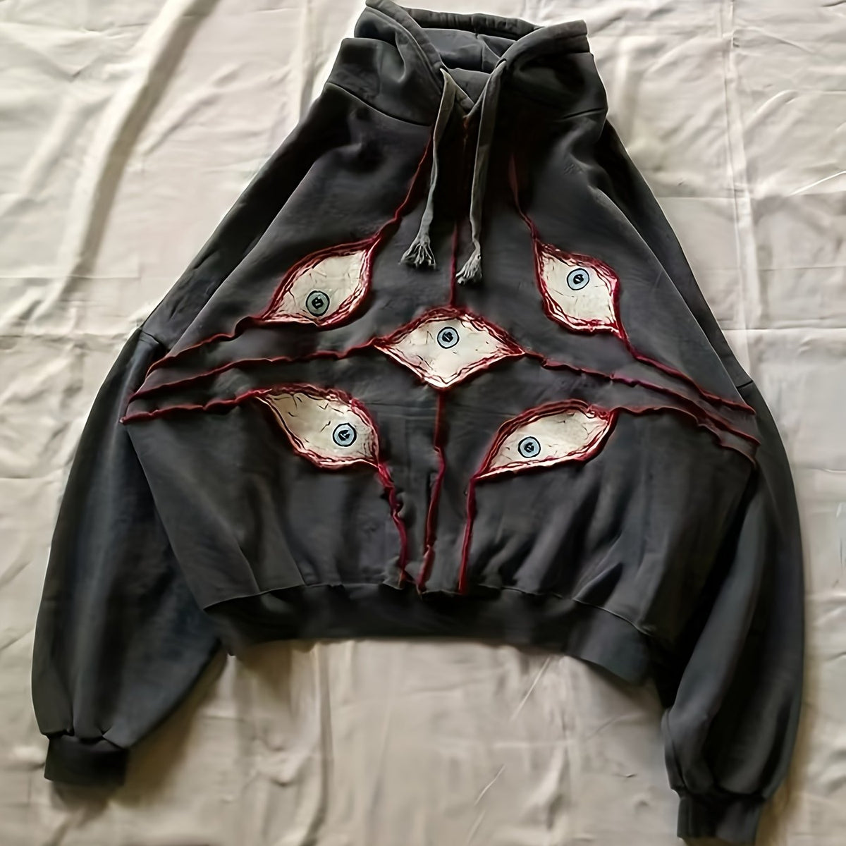 Unisex Hoodie mit Augen-Design, Oversize-Schnitt, verschiedene Farben
