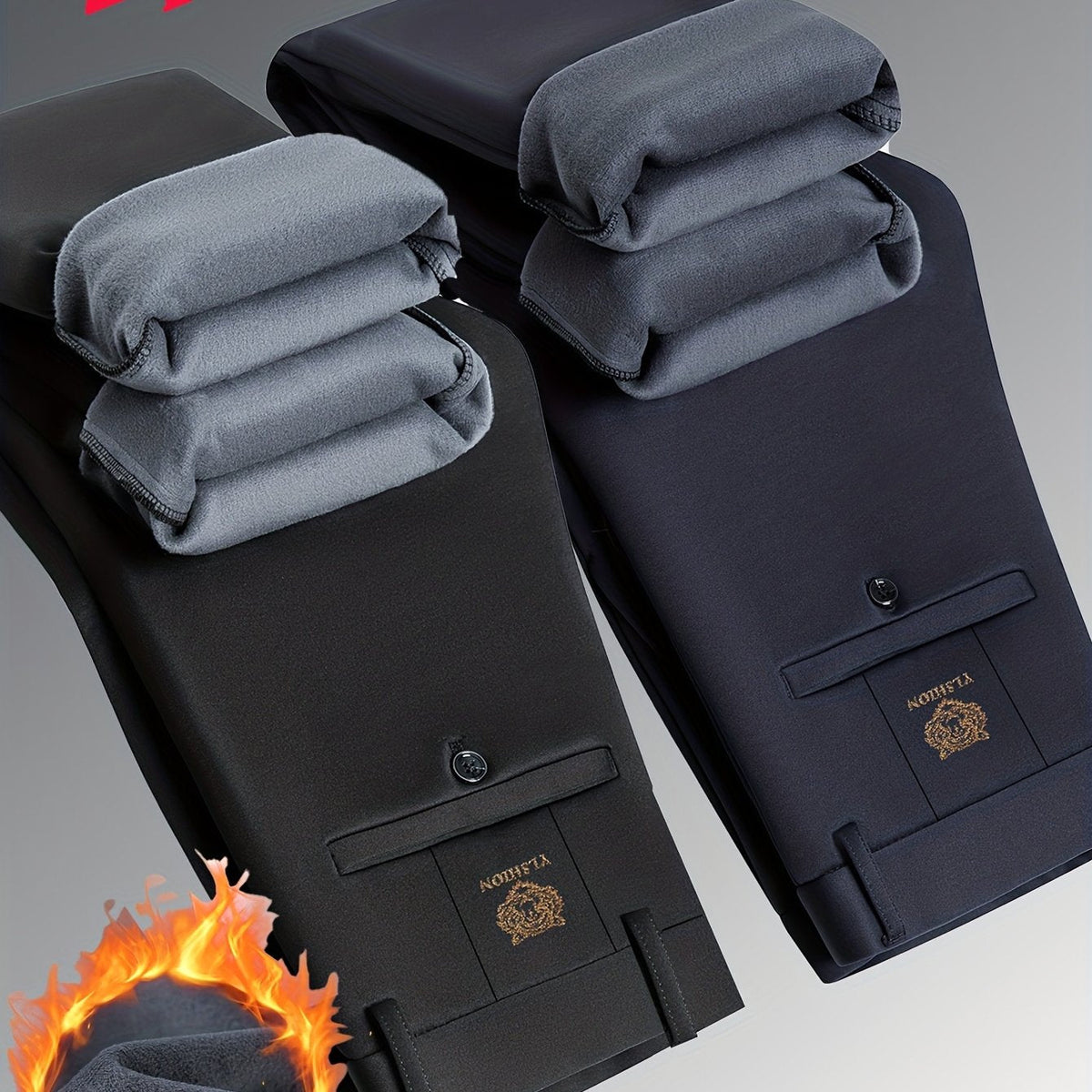 Herren Winterhose gefüttert - Schwarz, Marineblau oder Grau, weiches Futter