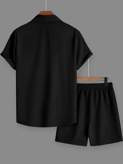 Herren Freizeit Kurzarm Set – Modernes Button-Down Hemd & Shorts für entspannte Looks