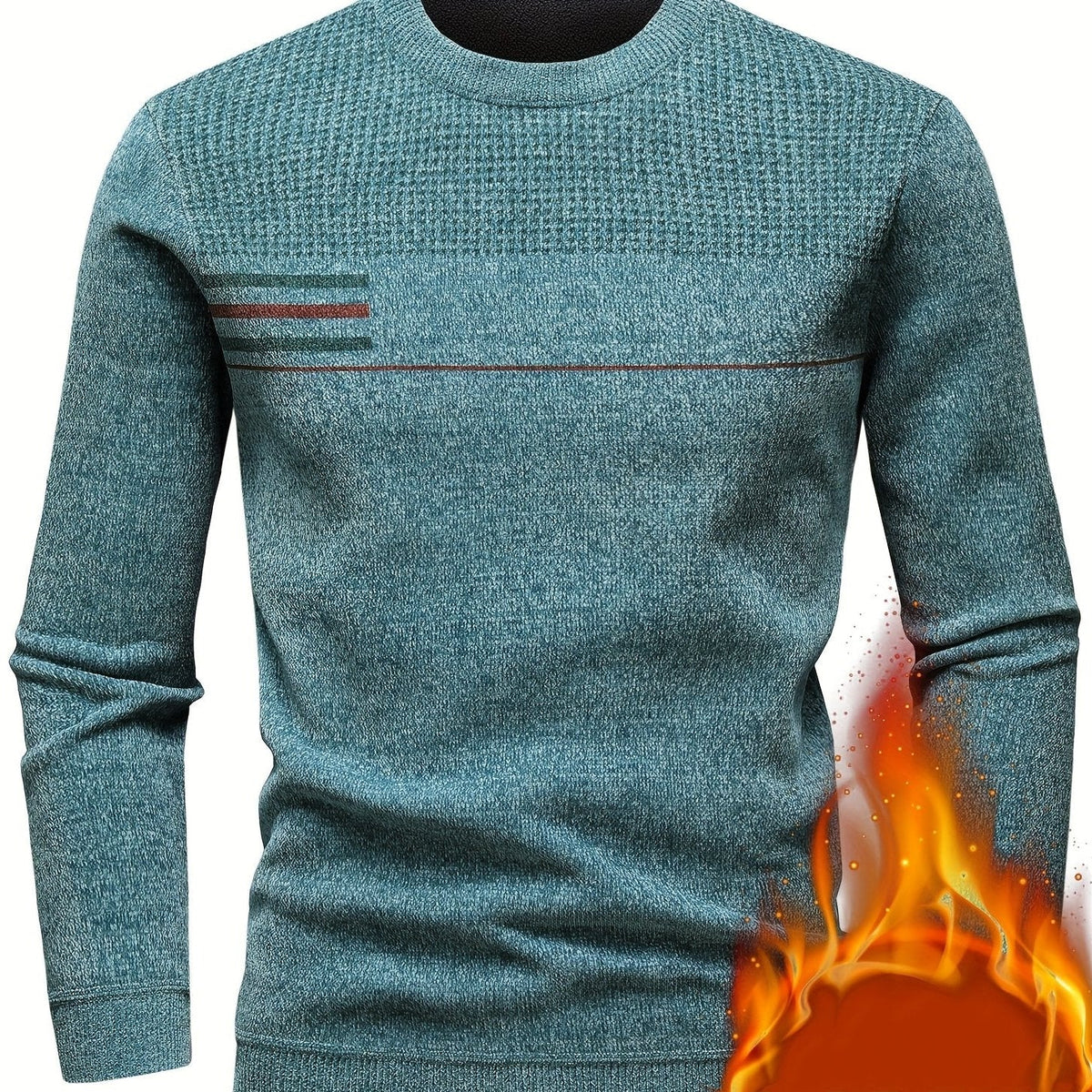 Herren Pullover Rundhals Langarm Strickpullover mit Streifenmuster