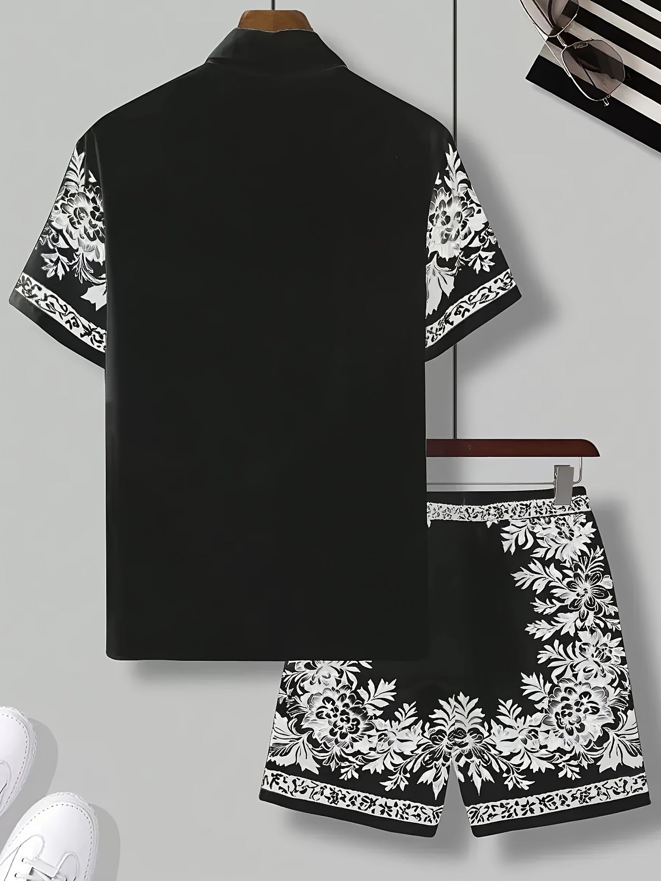 Herren Sommer Set mit Kurzarmhemd und Shorts – Eleganter Freizeitstil mit Blumenmuster für Urlaub & Alltag