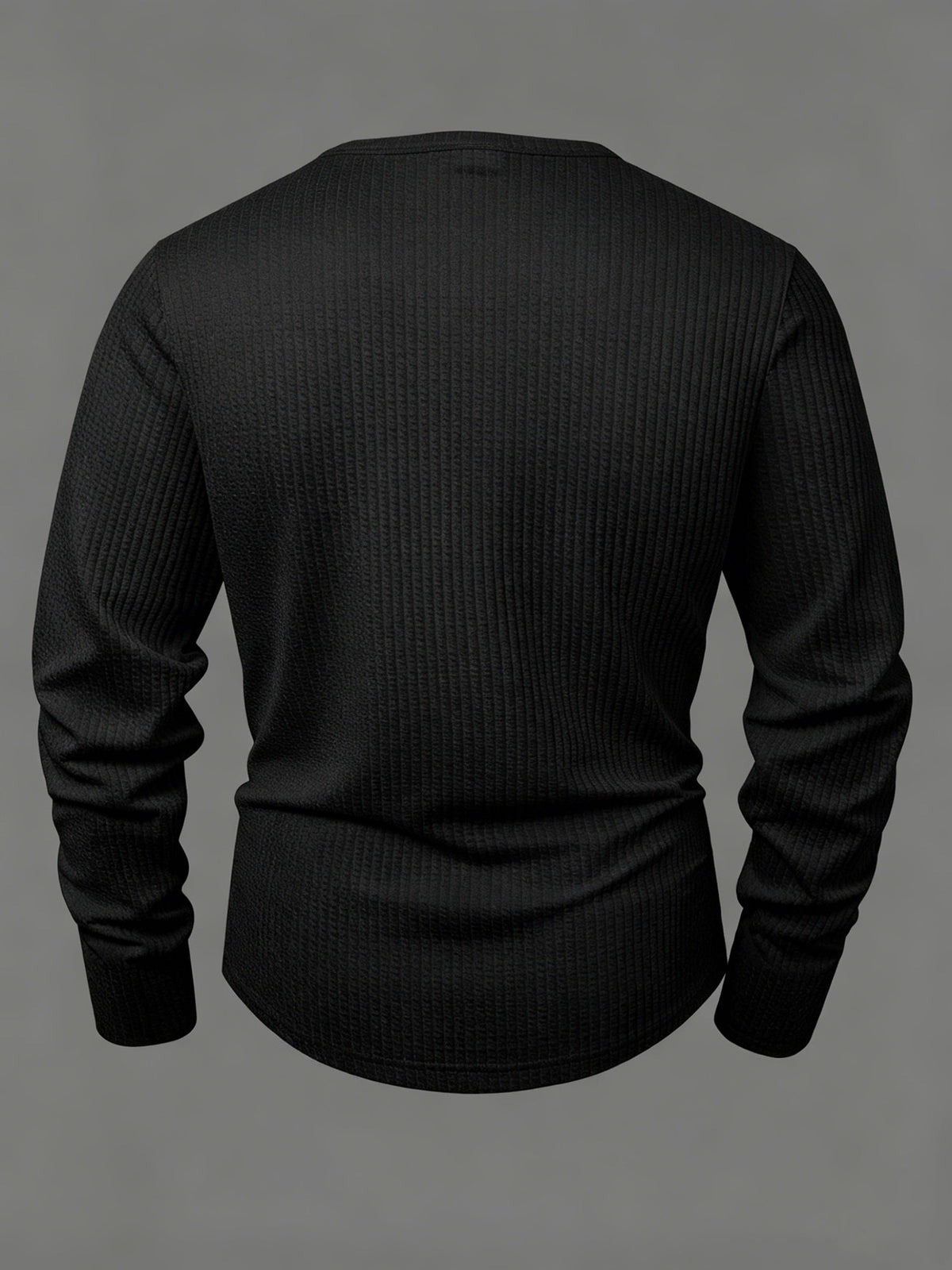 Herren Langarmshirt Gerippt Henley-Ausschnitt Locker Passform