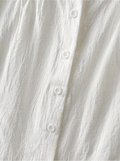 Damen Spitzen-Top mit Knopfleiste und eckigem Ausschnitt – Romantische Bluse für Alltag und Freizeit