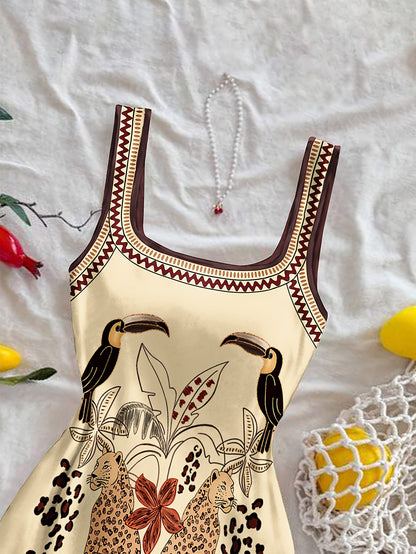 Damen Mini Kleid mit exotischem Tier-Print und modernem Schnitt – Sommerkleid für Urlaub & Freizeit