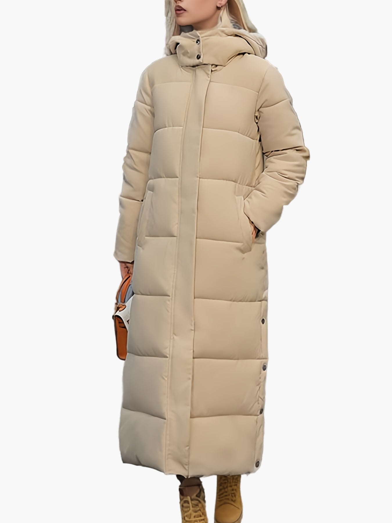 Damen Steppmantel Winter Elegant Lang mit Kapuze – Perfekt für kalte Tage
