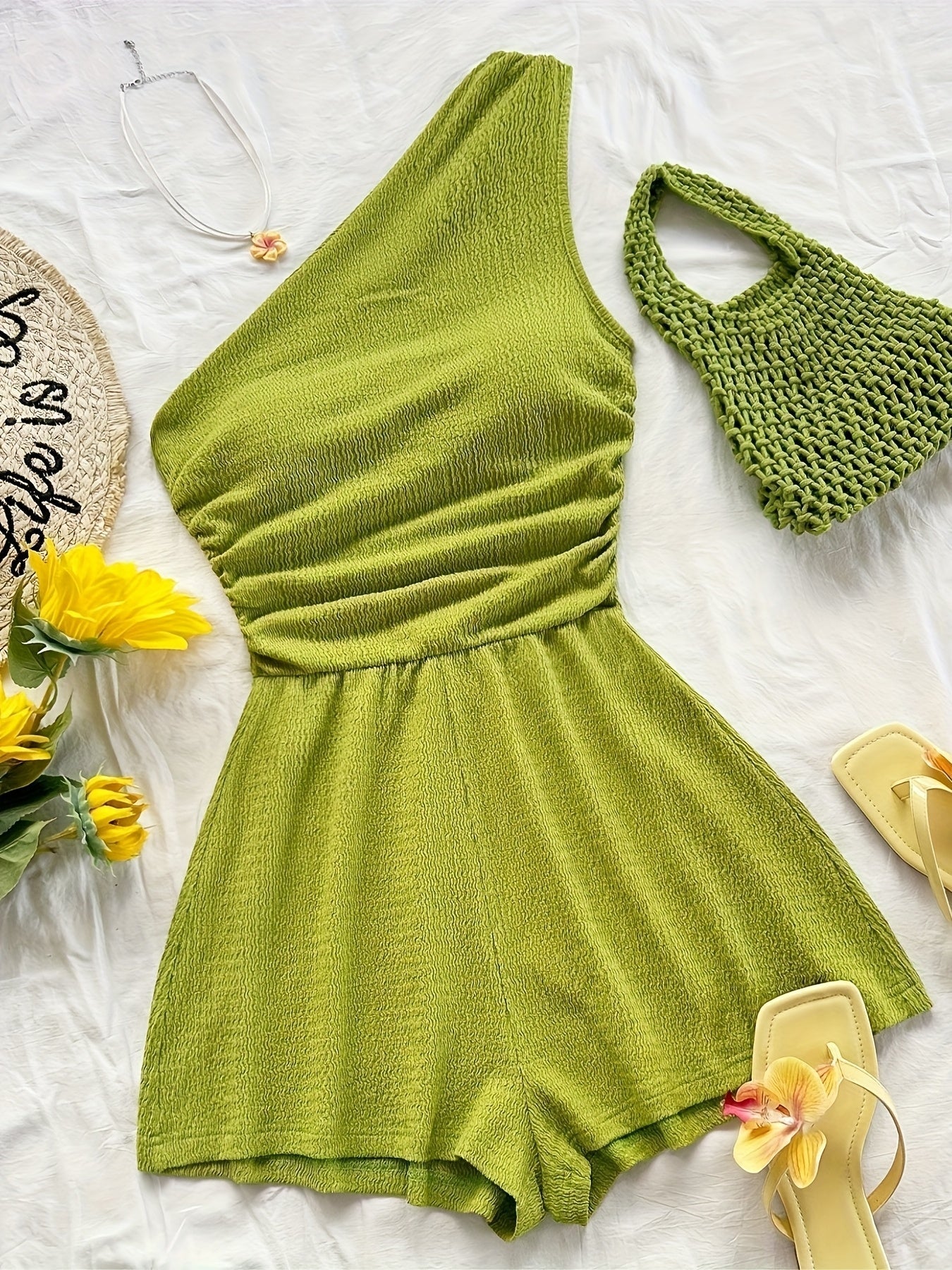 Damen Ein-Schulter-Jumpsuit für den Sommer – Modischer Freizeit Overall, Asymmetrischer Schnitt, Perfekt für Urlaub und Alltag