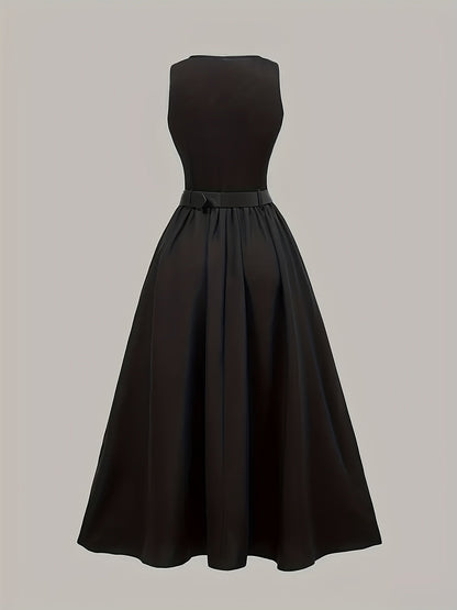 Damen Elegantes Abendkleid mit Gürtel – Ärmellos, Ballkleid-Stil, Perfekt für Feste & Anlässe