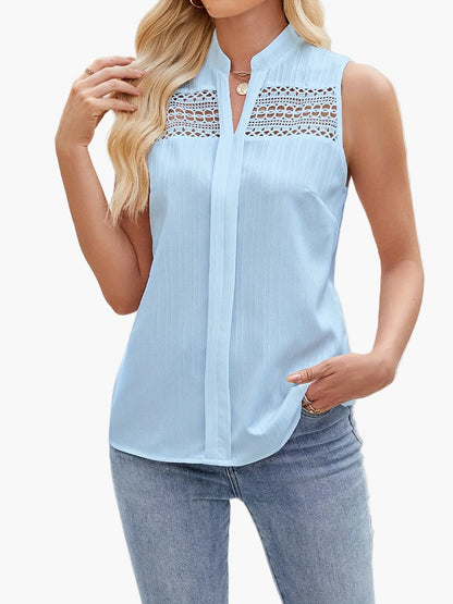 Damen Elegante Ärmellose Bluse mit Spitzendetails für Freizeit und Büro