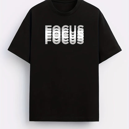 Herren T-Shirt mit modernem FOCUS Schriftzug – Casual Statement Look für Alltag und Freizeit