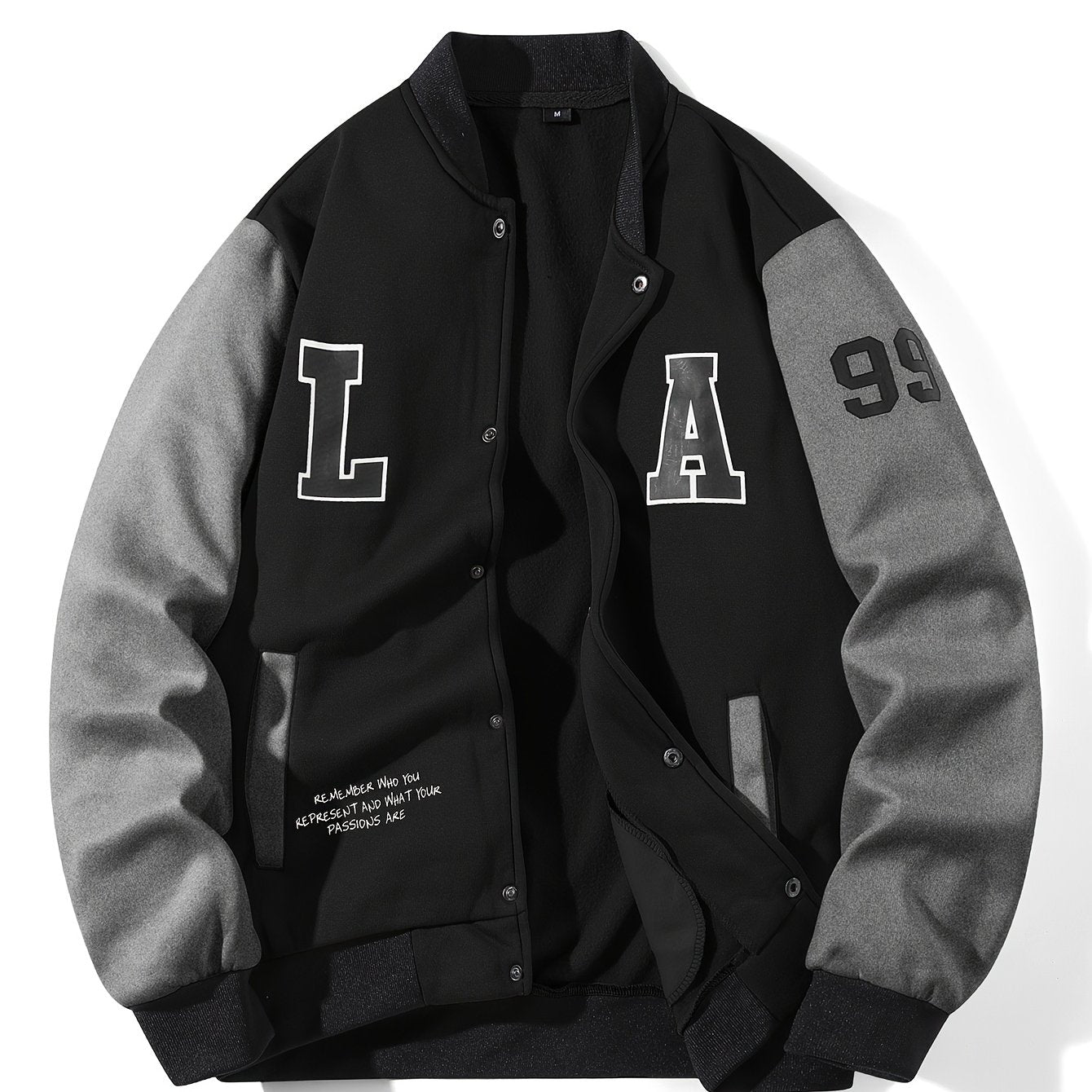 College Jacke Unisex mit Kontrastärmeln und Druckknöpfen, Baseball Bomberjacke