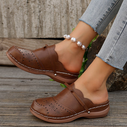 Damen Vintage Clogs mit Plattformabsatz und Rundzehen – Bequeme Slip-On Schuhe für Alltag und Freizeit