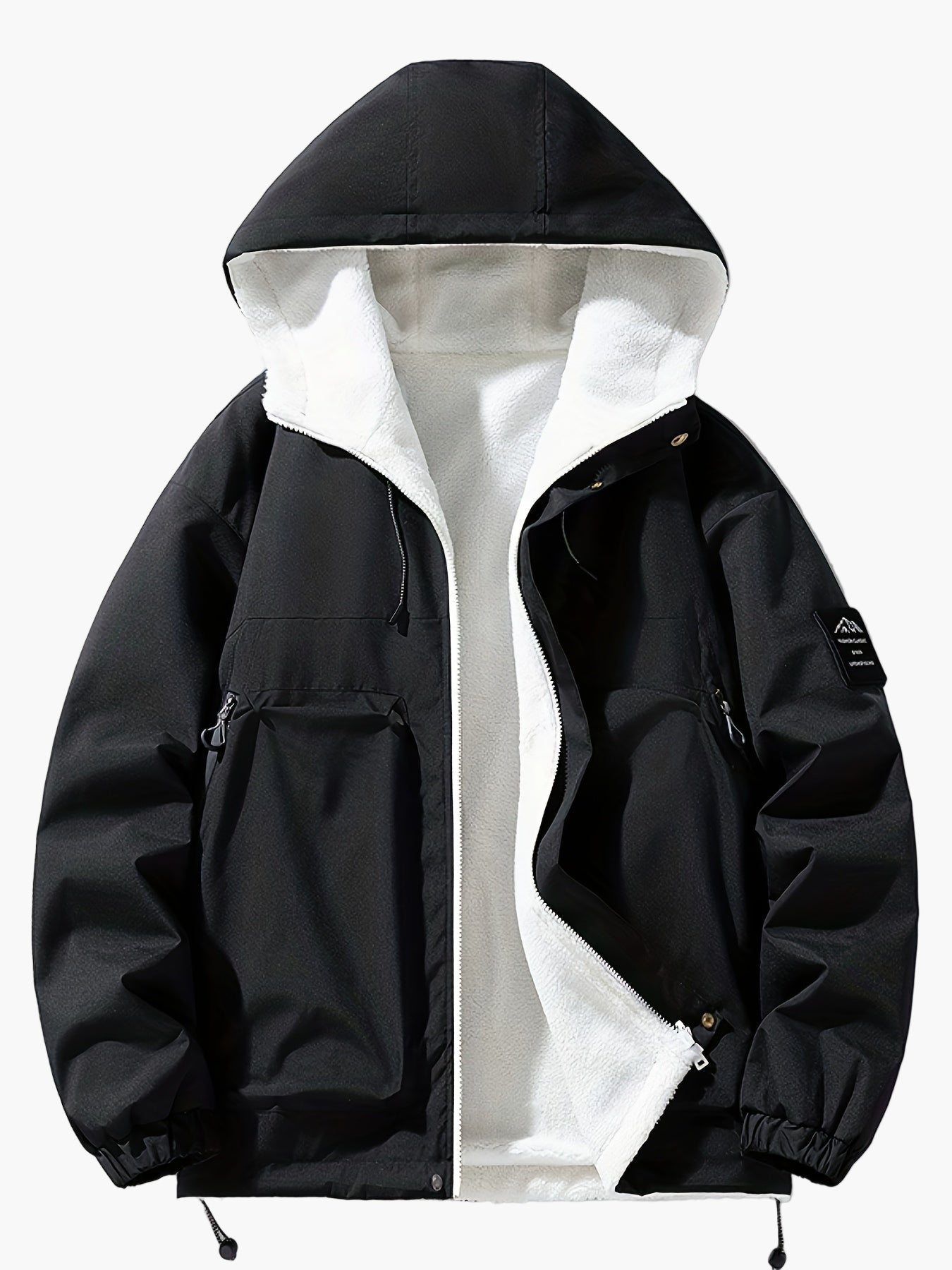 Herren Kapuzenjacke Casual Streetwear für Herbst und Winter, warm gefüttert, Outdoor
