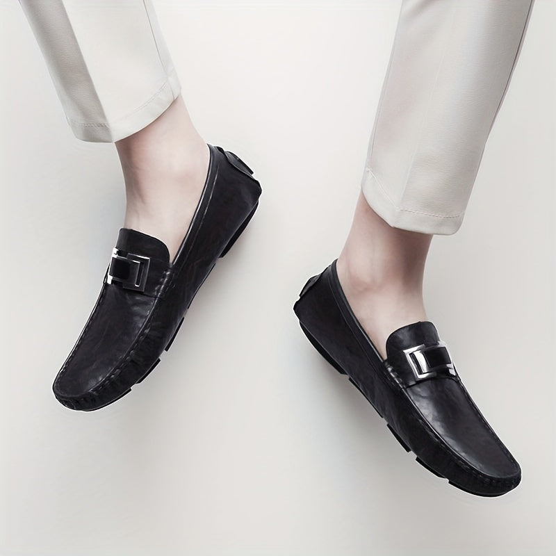 Herren Mokassins Slip-On Loafer mit Schnalle – Eleganter Freizeitschuh für Alltag und Freizeit