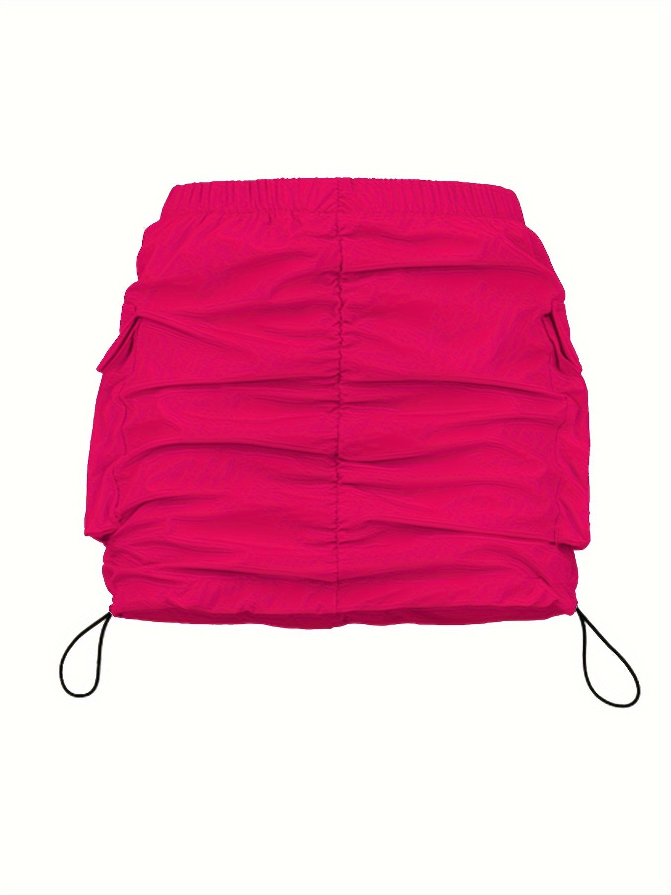 Damen Utility Minirock mit Raffung und Kordelzug – Streetstyle Cargo Skirt