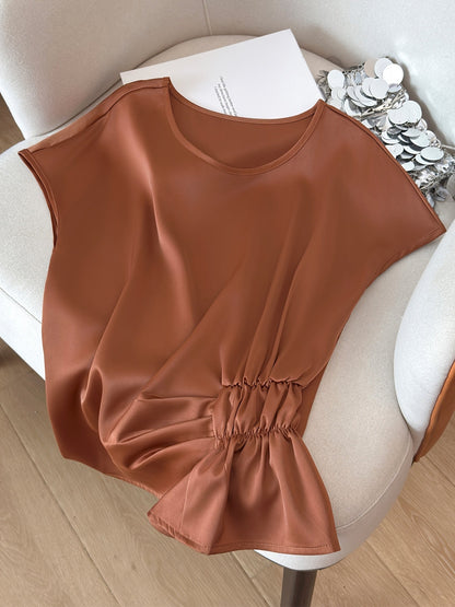 Damen-Bluse mit Raffdetails und modernem Schnitt – Elegante Kurzarm-Oberbekleidung für Büro und Freizeit