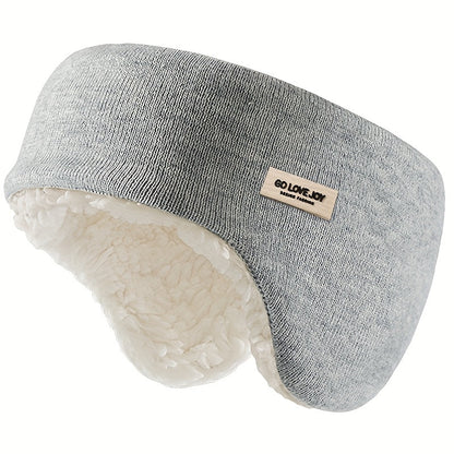 Winter Stirnband Ohrenwärmer mit flauschigem Futter, Strickoptik