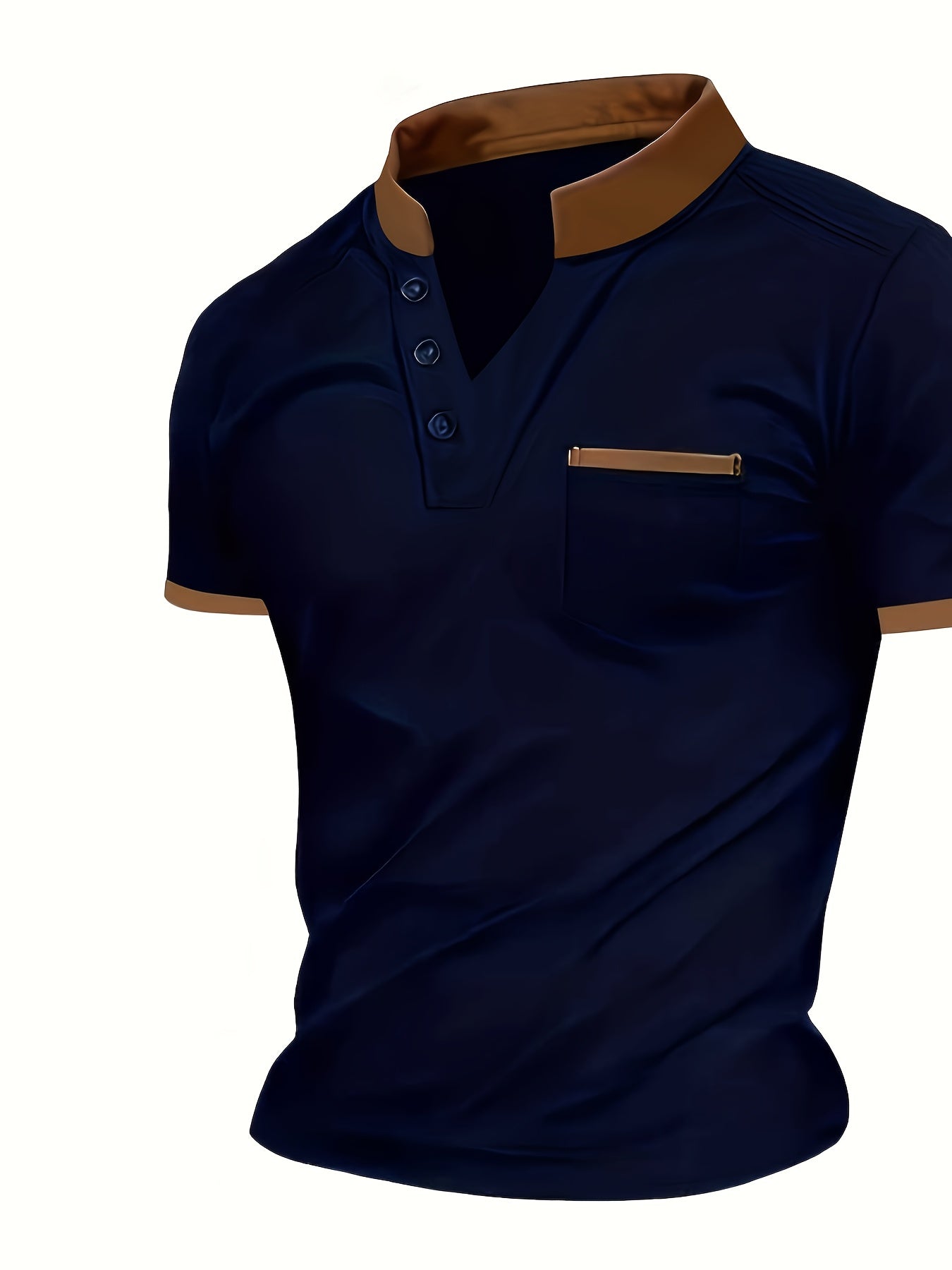 Herren Poloshirt mit modernem Stehkragen und Brusttasche – Stilvolles Freizeit- und Business-Oberteil