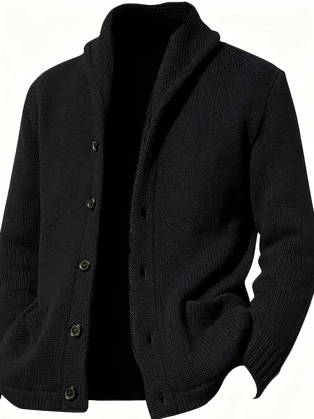 Herren Cardigan mit Schalkragen, Knopfleiste und Taschen, marineblau